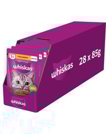 WHISKAS Adult vrecúško 28x85g krmivo pre dospelé mačky v želé s kuracím mäsom