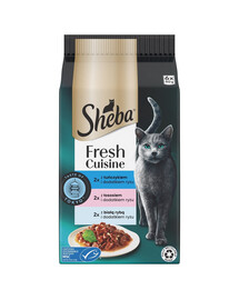 SHEBA Fresh Cuisine Taste of Tokyo vrecúška 6x50g kompletné mokré krmivo pre dospelé mačky s tuniakom, lososom, bielou rybou a ryžou