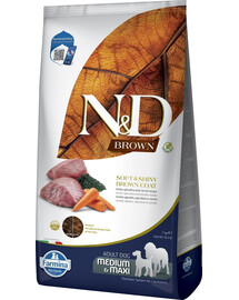 FARMINA N&D Brown Dog Adult 7 kg Krmivo pre psov s jahňacinou, spirulinou a mrkvou
