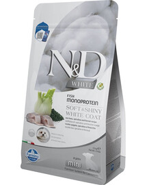 FARMINA N&D White Dog Puppy Mini 1,5kg Krmivo morský okoun, spirulina a fenikel