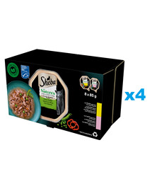 SHEBA Nature’s Collection Wybór Smaków tacki 32x85 g mokra karma pełnoporcjowa dla dorosłych kotów w sosie kawałki z kurczakiem, łososiem