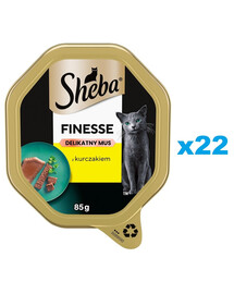 SHEBA Finesse 22×85 g Kompletné krmivo pre dospelé mačky s kuracím mäsom v pene