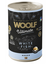 WOOLF Ultimate Adult Dog White Fish and Potatoes 400g krmivo v konzervě s rybami a zemiakmi pre psa