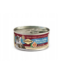 CARNILOVE Cat morčacie lososové krmivo s morčacím mäsom a lososom pre mačky 100 g