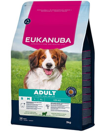 EUKANUBA Adult 3 kg Suché krmivo pre psov malých a stredných plemien s jahňacinou a ryžou
