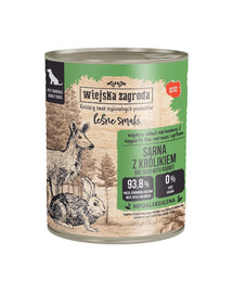 WIEJSKA ZAGRODA Mokré krmivo pre psov s lesnou príchuťou srnčej zveri a králika 800g