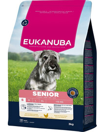 EUKANUBA Senior Small Breeds Chicken 3 kg suché krmivo pre staršie psy malých plemien, bohaté na čerstvé kuracie mäso