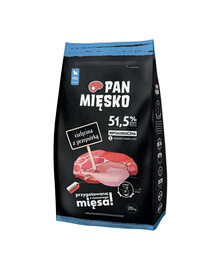 PAN MIĘSKO Teľacina s prepelicou pre šteniatka L 20 kg