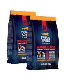 PRIMAL SPIRIT Wanderlust mäkké krmivo pre psov s kuracím mäsom a ryžou 2x1 kg