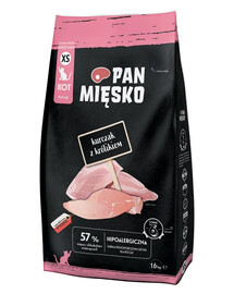 PAN MIĘSKO Kurča s králikom pre mačiatka chrumkavé XS 1,6 kg
