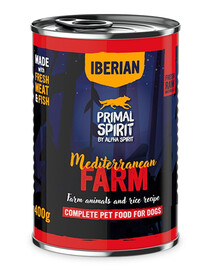 PRIMAL SPIRIT Iberian Mediterranean Farm Mokré krmivo pre psov 400 g