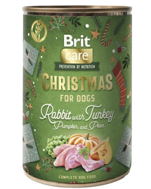 BRIT Care Dog Vianočné Mono Protein Rabbit and Turkey 400g monoproteínové krmivo s králikom a morkou pre psov