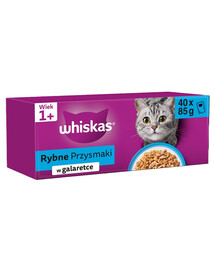 WHISKAS Adult maškrta v želé losos, tuniak, treska, biela ryba 40x85 g