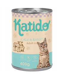 KATIDO Adult Cat Veal and Rabbit 400 g teľacina a králik s lososovým olejom pre mačky