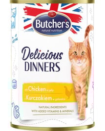 Delicious Dinners, karma dla kota, kawałki z kurczakiem w galaretce, 400g