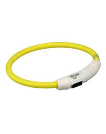TRIXIE Svietiaci krúžok na krk USB, L-XL: 65 cm / O 7 mm, žltý