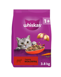 WHISKAS Adult suché krmivo pre dospelé mačky s hovädzím mäsom 3,8 kg