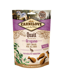 CARNILOVE Semi moist snacks delikatne pochúťky pre psov s prepelicami a oreganom 200 g