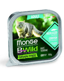 MONGE Bwild Cat Adult Paté morčacie a treska 100 g