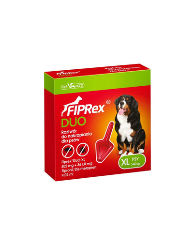 VET-AGRO Fiprex Duo XL Prípravok proti kliešťom a blchám pre veľmi veľké plemená psov