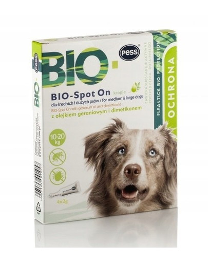 PESS BIO Spot-on kliešte a blchy pre stredné a veľké psy 4x2 g