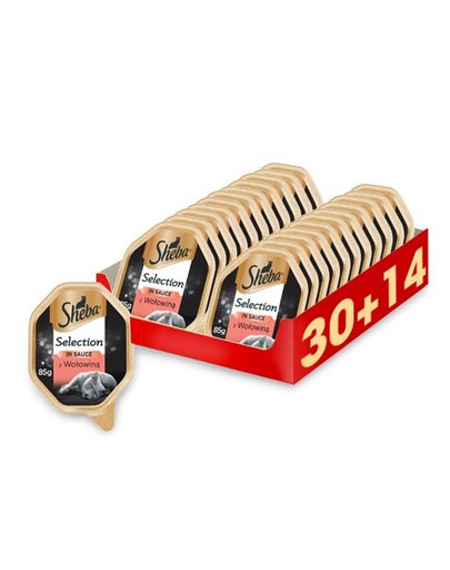 SHEBA Selection in Sauce s hovädzím mäsom 44 x 85g (30 + 14 zadarmo)