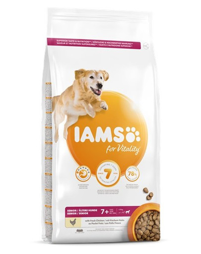 IAMS For Vitality Senior Granule pre starších psov veľkých plemien s kuracím mäsom 3 kg