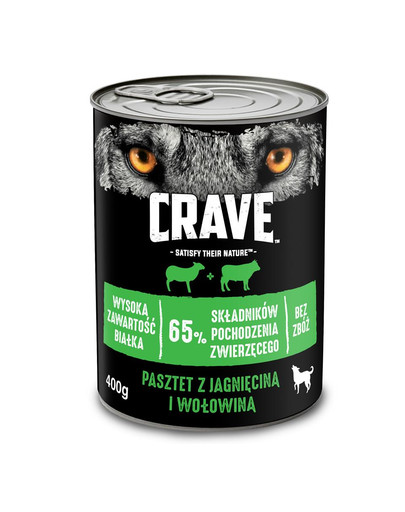 CRAVE bezzrnná  jahňacia a hovädzia paštéta pre psov 24 x 400g