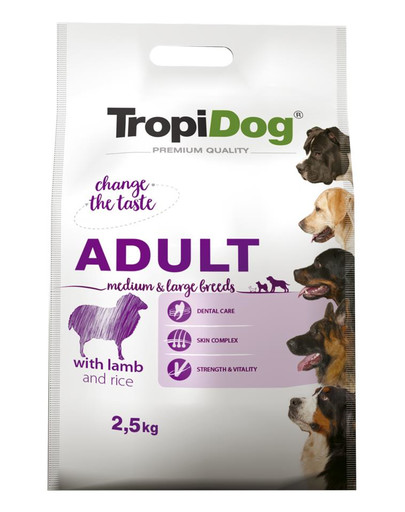 TROPIDOG Premium Adult M&L Granule pre psov stredných a veľkých plemien Jahňacie mäso a ryža 2,5 kg