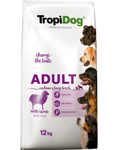 TROPIDOG Premium Adult M&L Granule pre psov stredných a veľkých plemien Jahňacie mäso a ryža 12 kg