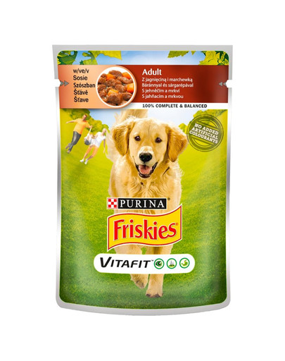 FRISKIES Vitafit Adult Krmivo pre psov s jahňacinou a mrkvou v omáčke 100g