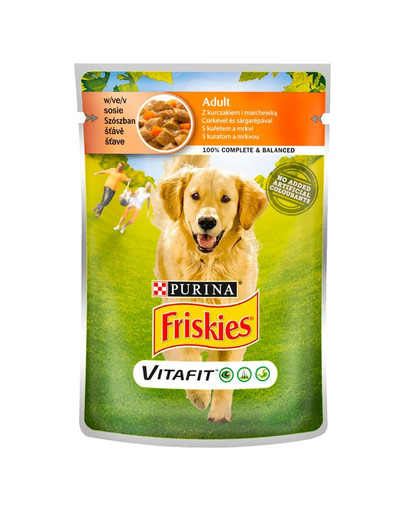 FRISKIES Vitafit Adult Krmivo pre psov s kuracím mäsom a mrkvou v omáčke 100g