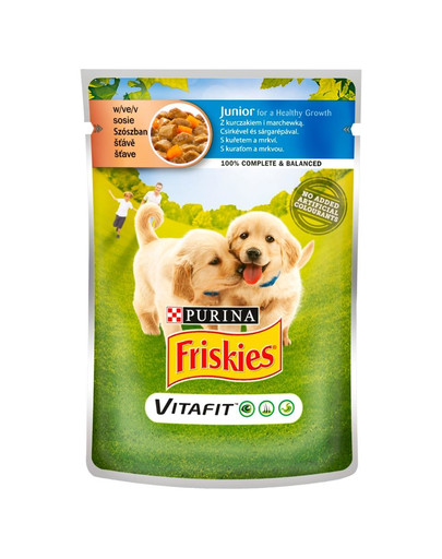 FRISKIES Vitafit Junior s kuracím mäsom a mrkvou v omáčke pre šťeňatá 100 g