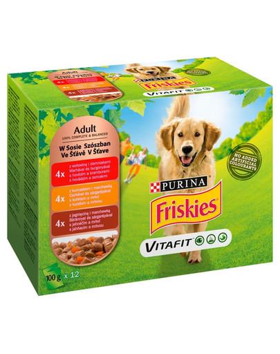 FRISKIES Vitafit Adult Mix mäsových príchutí pre dospelých psov 12x100g