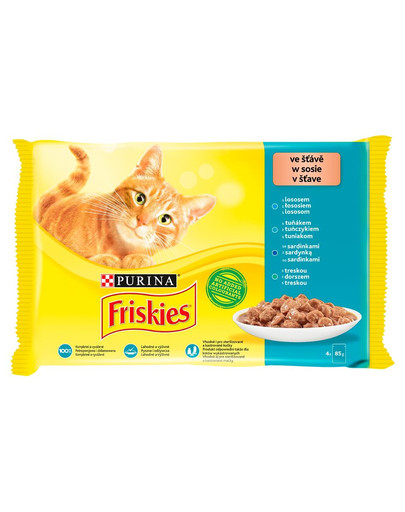 FRISKIES Multipack mix rybých príchutí  - Krmivo pre mačky v omáčke 4x85g