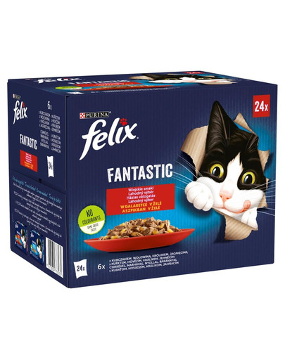 FELIX FANTASTIC Vidiecke príchute v želé (kura, hovädzie, králik, jahňacie) 96x85g
