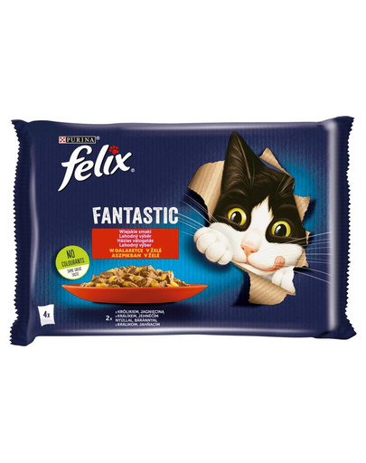 FELIX FANTASTIC Krmivo pre mačky v želé (králičie, jahňacie) 4x85g