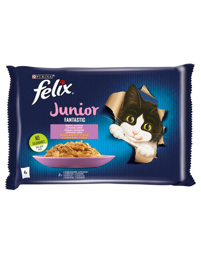 FELIX FANTASTIC Junior kura a losos v želé 24x85g