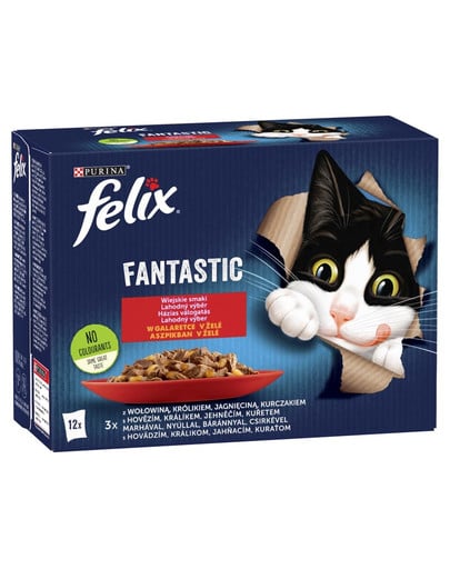 FELIX FANTASTIC Vidiecke príchute v želé (hovädzie, králik, jahňacie, kurča) 72x85g