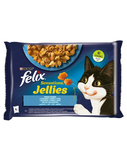 FELIX Sensations Jellies Fish Flavors Krmivo pre mačky v želé 4x85g