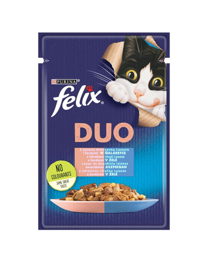 FELIX Duo pre mačky Losos a Sardinka v želé 85 g