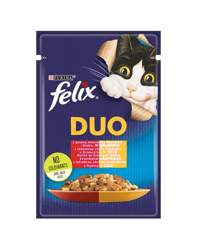 FELIX FANTASTIC DUO Hovädzie a hydinové mäso  v želé pre mačky 85 g