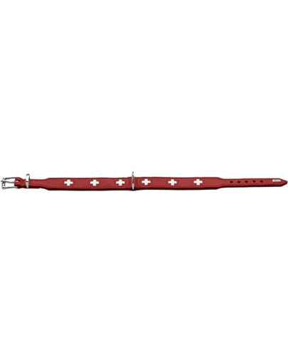 HUNTER Swiss kožený obojok S-M (47) 38-43,5 / 3 cm červená farba