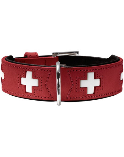 HUNTER Swiss kožený obojok veľkosť L-XL (70) 56-63,5 / 3,9 cm červený