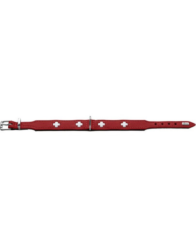 HUNTER Švajčiarsky kožený obojok XS-S (37) 30-34,5 / 2,6 cm červená farba