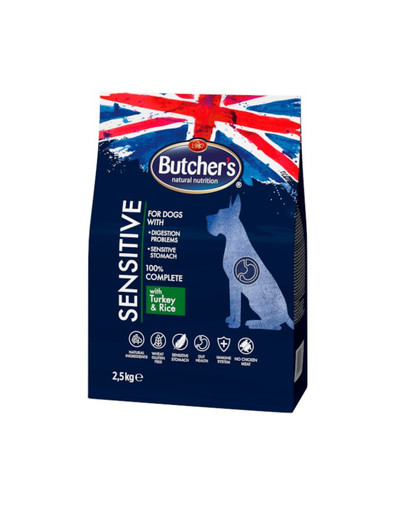 BUTCHER'S Functional Sensitive Dog Dry s morčacím mäsom a ryžou 2,5 kg