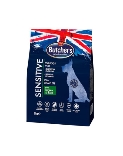 BUTCHER'S Functional Sensitive Dog Dry s morčacím mäsom a ryžou 5 kg