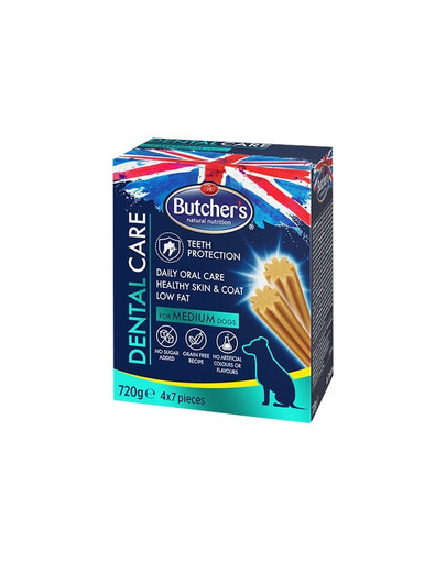 BUTCHER'S Dental Care for Medium Dogs Dentistic maškrty pre psy stredných plemien 4x180g