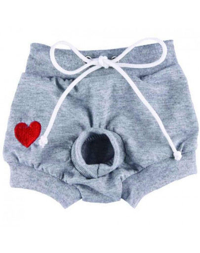 DOGGY DOLLY Kraťasy so srdcom, sivé, S 23-25 cm/36-38 cm