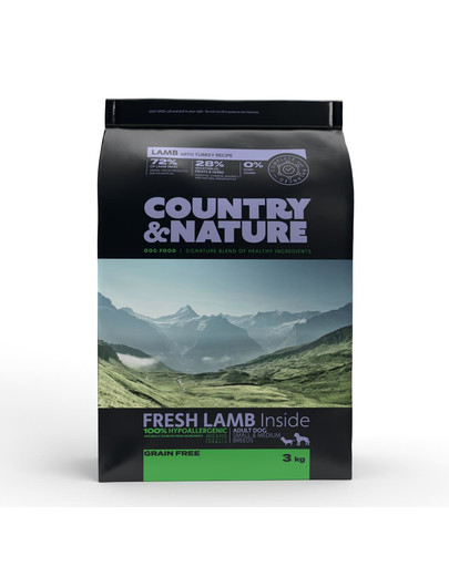 COUNTRY&NATURE Granule pre psov z jahňacieho  a morčacieho mäsa 3 kg